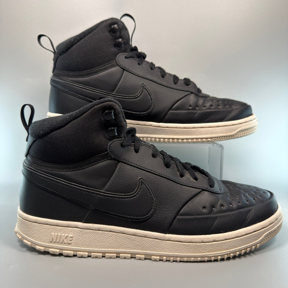Nike Court Vision Mid Winter Mens 10.5 10 1/2 Sneaker Black White Leather Shoes